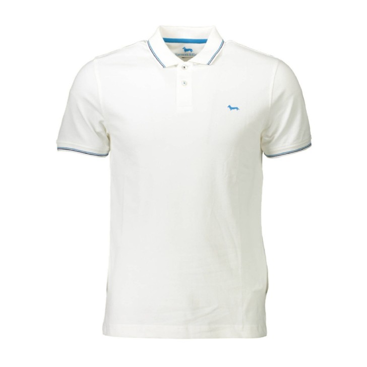 Harmont&Blaine Polo bianca da uomo in cotone con inserti blu