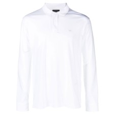Emporio Armani Polo a manica lunga bianca con logo Aquila