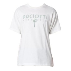 Paciotti T-shirt bianca a manica corta con maxi logo lettering verde 