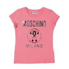Moschino T-shirt rosa a manica corta con maxi logo