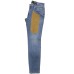 Jeckerson Jeans denim blu cinque tasche con toppe in Alcantara cammello