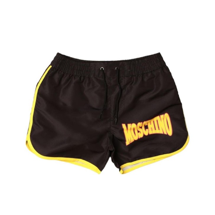 Moschino Boxer da mare nero con logo lettering