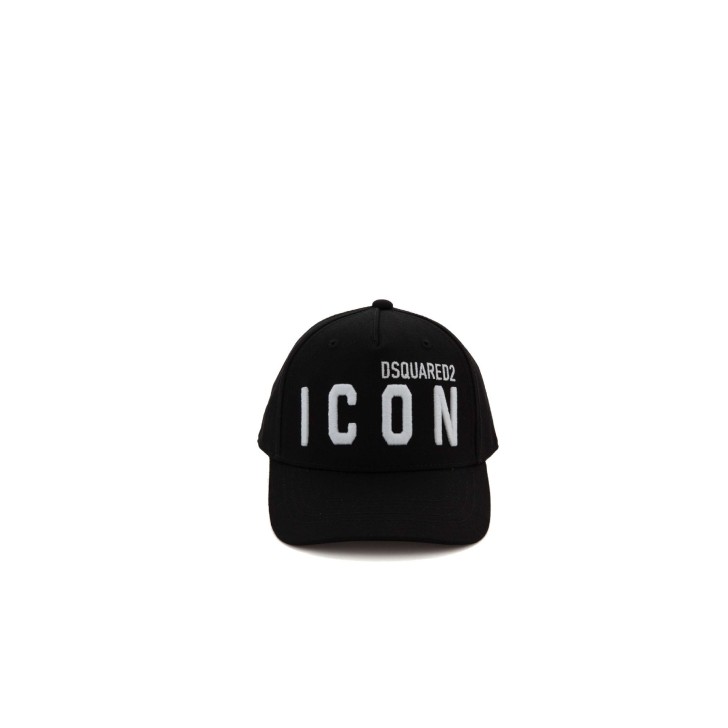 Dsquared2 Cappello Baseball in cotone nero con logo ricamato DSQUARED2 ICON