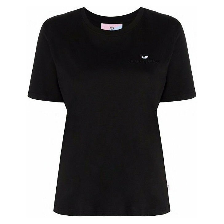 Chiara Ferragni T-shirt a manica corta in cotone Nera con logo ricamato