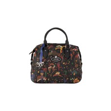 PIERO GUIDI BORSA A MANO NERA CON STAMPA MAGIC CIRCUS 