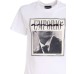 Emporio Armani T-shirt a manica corta Bianca in cotone con stampa fotografica su organza effetto 3D e logo lettering