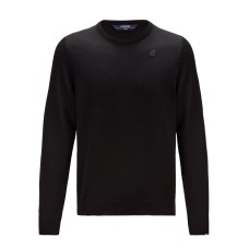 K-Way Maglioncino SEBASTIEN MERINO REGULAR a girocollo Nero con logo K-WAY  