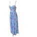 Giulia N  Couture Abito lungo azzurro con stampa floreale Lilla All Over