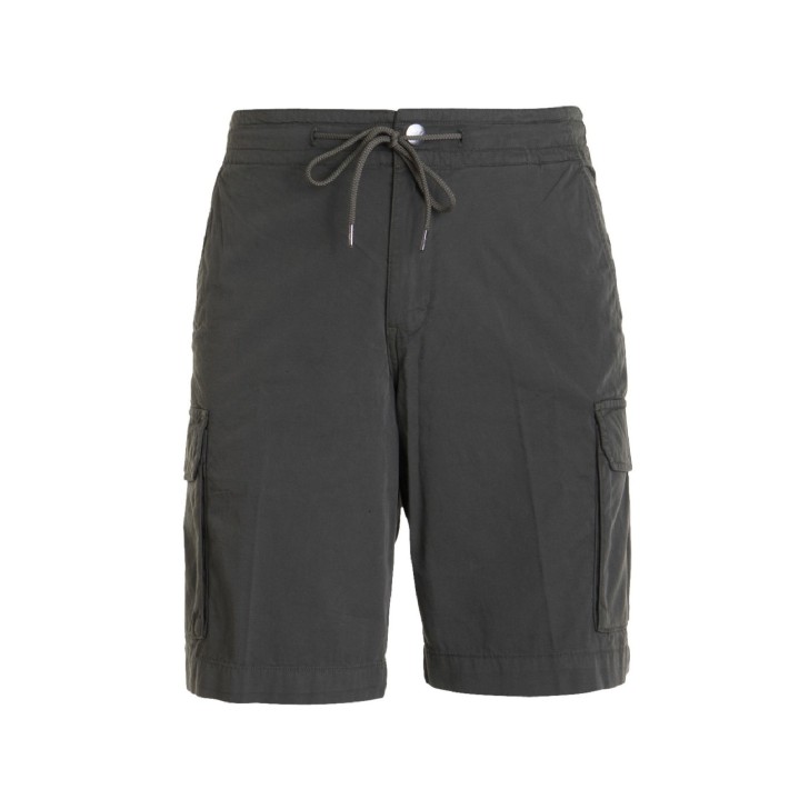 Emporio Armani Swimwear Bermuda Multitasche in Cotone Verde Militare da Uomo