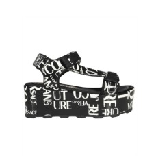 Versace Jeans Couture Sandali da Donna neri con stampa Logo Couture all over