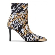 Versace Jeans Couture Stivale Nero a punta con stampa Logo Brush Couture