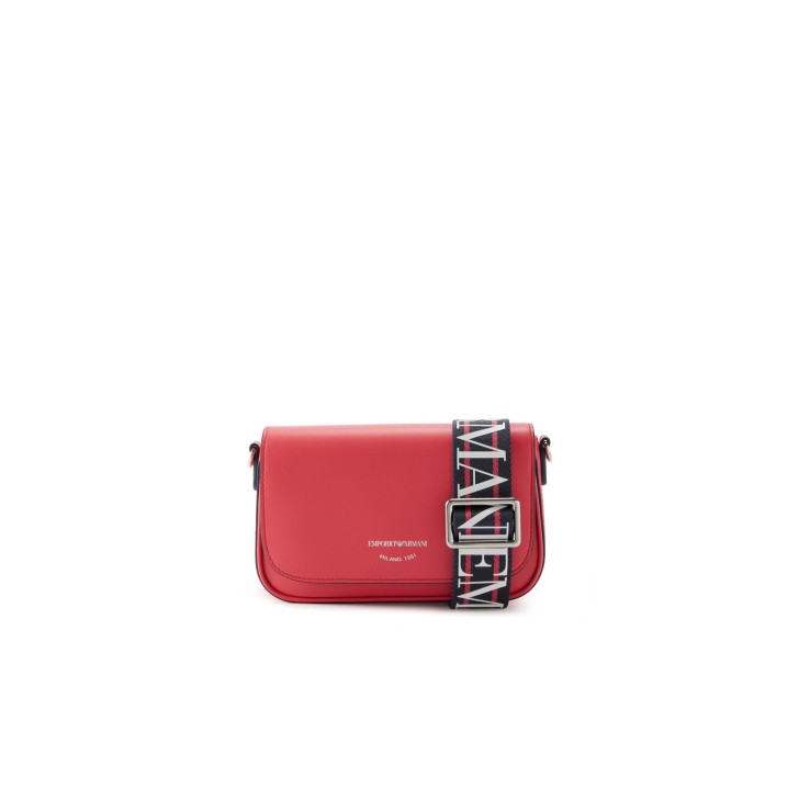 Emporio Armani Mini Borsa rosa con tracolla in nastro regolabile, estraibile con logo All Over