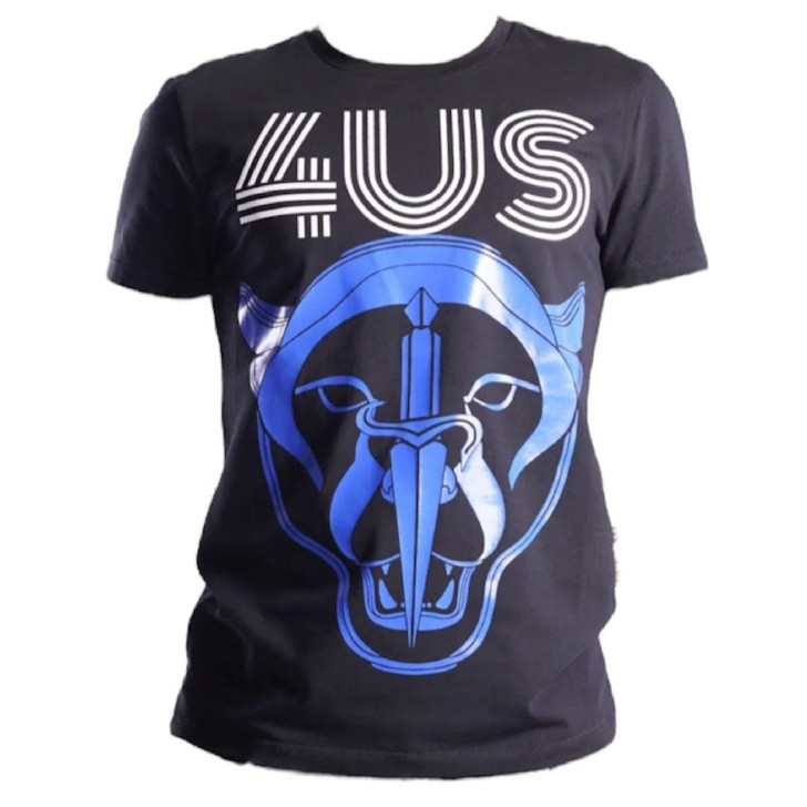 Cesare Paciotti 4US T shirt Nera a manica corta con maxi stampa e logo bianco