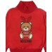 Moschino Felpa rossa a collo alto con maxi Patch Teddy