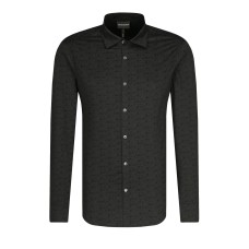 Emporio Armani Camicia SLIM FIT Nera con microlettering all over e collo alla francese