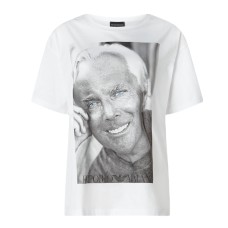Emporio Armani T-shirt Bianca con stampa fotografica ritratto Armani da Donna