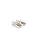 Moschino Ballerina Neonata in pelle argento laminato con Patch Moschino Teddy Bear 