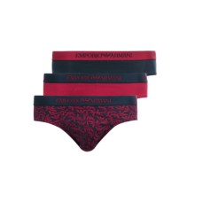 Emporio Armani Set 3 Slip in cotone stretch con vita elastica e logo lettering 1116242F72217036