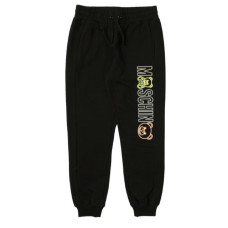 Moschino Pantalone jogger nero con logo lettering multicolor