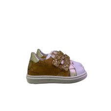 Alviero Martini 1a Classe Sneakers bianca con stampa Geo Classic Inserti laminati oro 