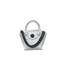 Plein Sport Borsa a mano small bianca con tracolla regolabile, estraibile