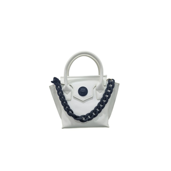 Plein Sport Borsa a mano small bianca con tracolla regolabile estraibile