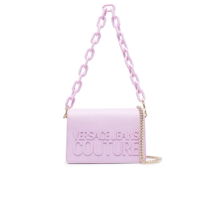 Versace Jeans Couture Borsa a Mano da Donna Lilla con Logo a contrasto