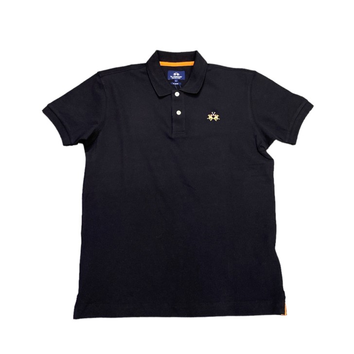 La Martina Polo da uomo Nera Logo ricamato nella parte anteriore