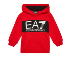 EA7 Emporio Armani Felpa da Bambino Rossa con logo a contrasto