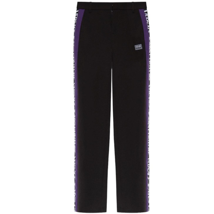 Versace Jeans Couture Pantalone Nero con dettaglio banda