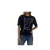 Emporio Armani T-shirt Nera con stampa aquila 1981 in satin da Donna