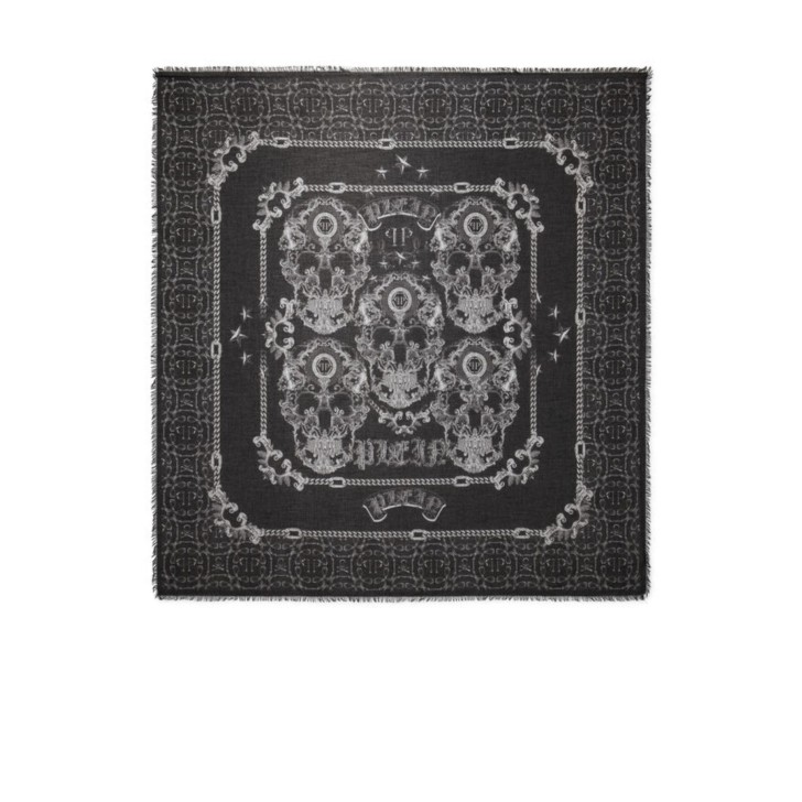 Philipp Plein sciarpa nera con logo all over