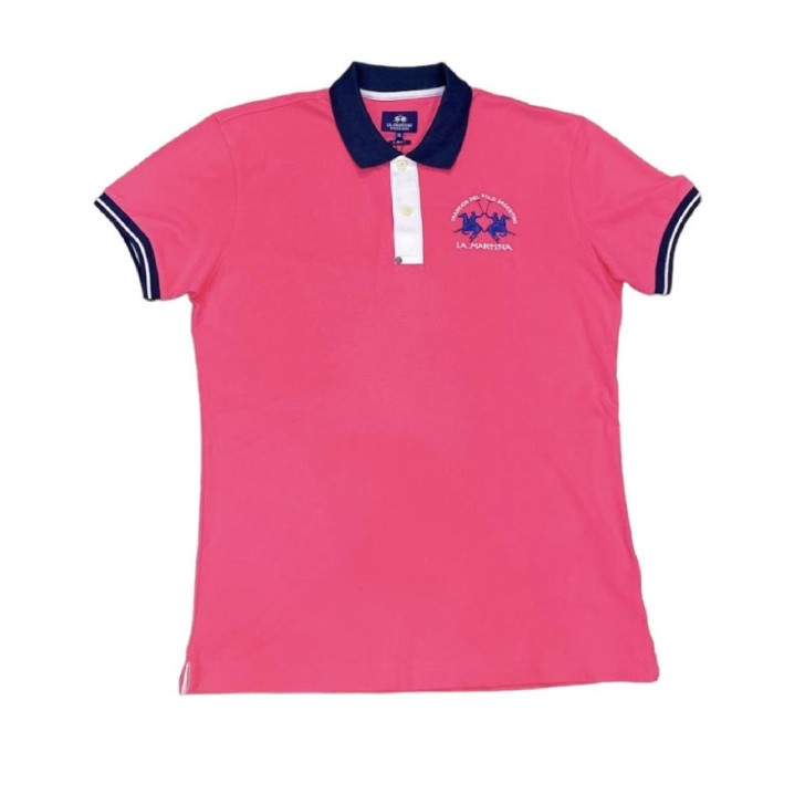 La Martina Polo da Uomo Rosa Logo ricamato a contrasto 