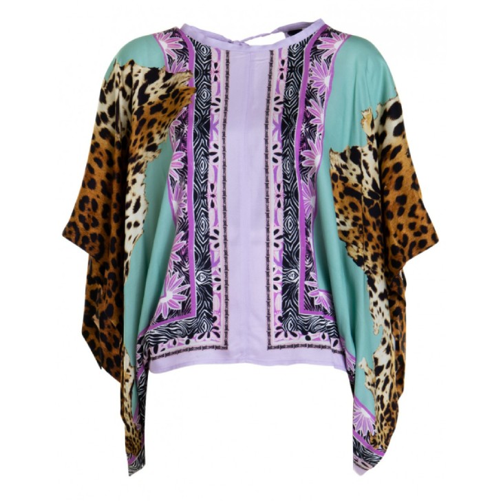 Just Cavalli Blusa in viscosa con stampa floreale e maculata