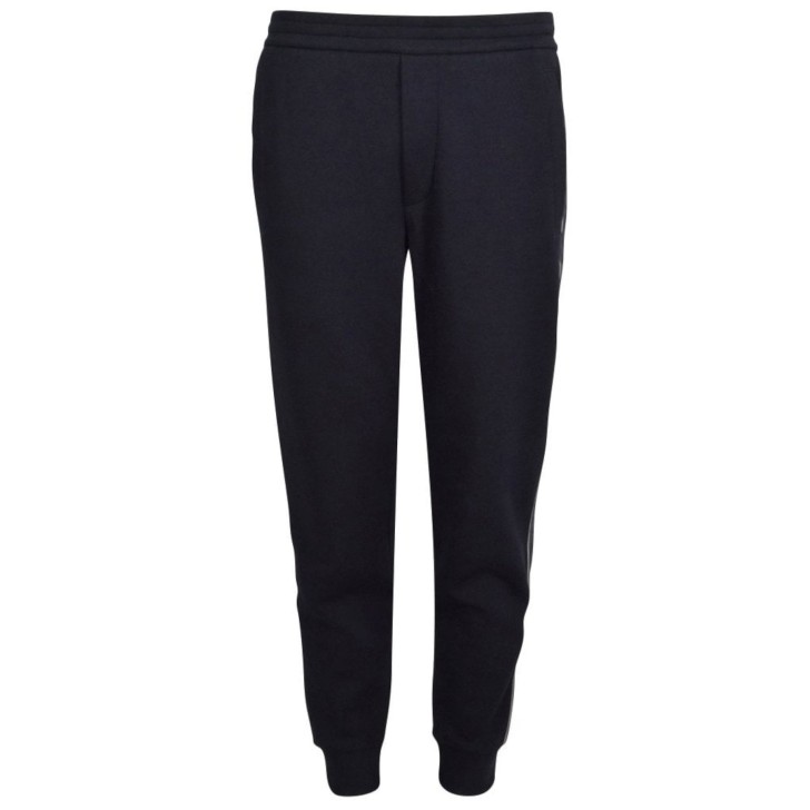 Emporio Armani Pantalone jogger blu navy in double jersey con bande laterali elastiche con logo Emporio Armani