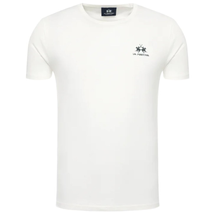 La Martina  T-shirt da Uomo Bianca Logo a contrasto
