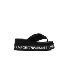 Emporio Armani Infradito Nero con zeppa e logo lettering laterale