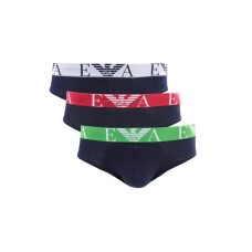 Emporio Armani Set 3 Slip in cotone stretch con vita elastica e logo bold monogram 1117342F71570435