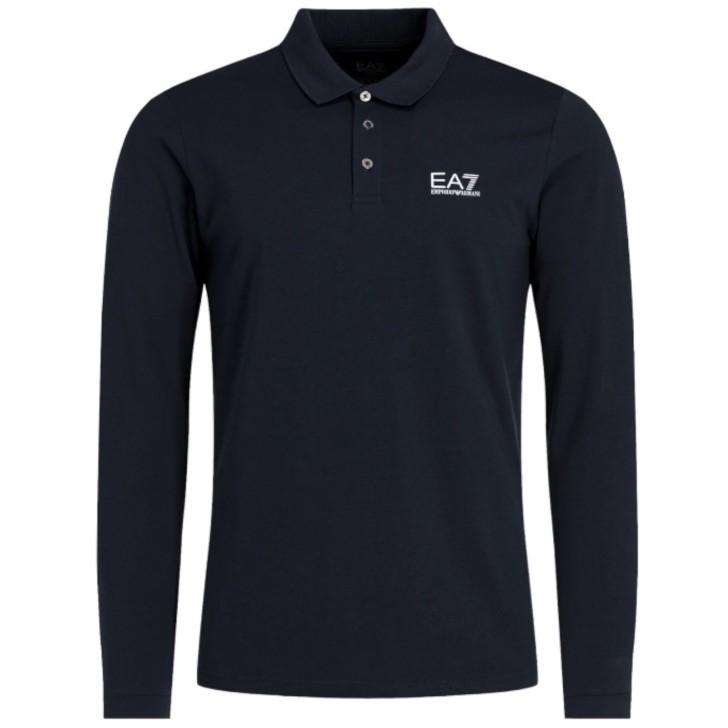 EA7 Emporio Armani polo a maniche lunghe blu da Uomo 