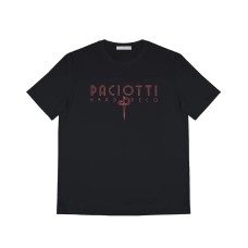 Paciotti T-shirt nera a manica corta con maxi logo lettering 