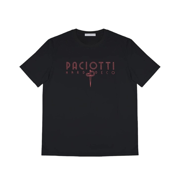 Paciotti T-shirt nera a manica corta con maxi logo lettering 