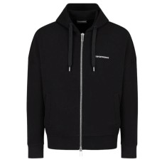 Emporio Armani Felpa Nera in double jersey con cappuccio