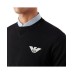 Emporio Armani Maglioncino blu navy in pura lana vergine con logo aquila