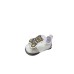 Moschino Sneakers bianca in pelle con inserti argento laminato e Patch Moschino Teddy Bear con strass