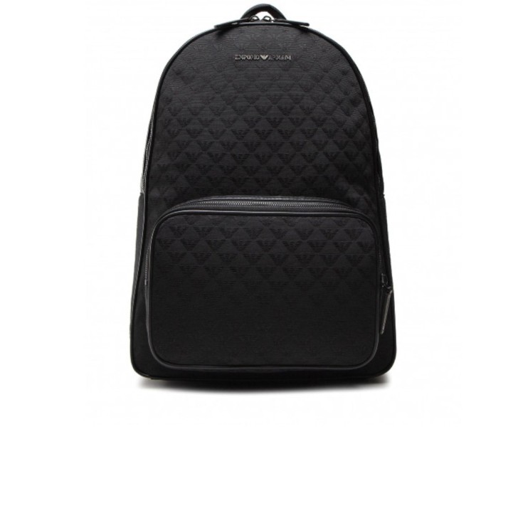 EMPORIO ARMANI ZAINO IN NYLON JACQUARD BLACK CON EAGLE ALL OVER 