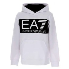 EA7 Emporio Armani Felpa bianca da bimbo con logo a contrasto 