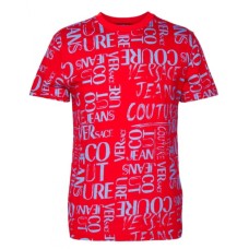 Versace Jeans Couture T-shirt da Uomo Rossa con logo Couture all over