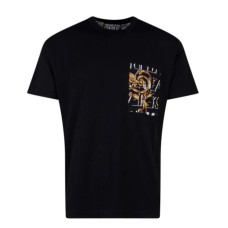 Versace Jeans Couture T-shirt Nera da Uomo a manica corta con stampa Logo Couture All Over nella parte posteriore.