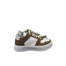 Borbonese Sneakers in pelle bianca con inserti in Graffiti OP Natural 