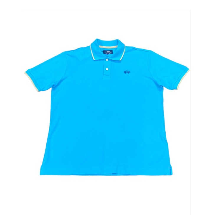 La Martina Polo da Uomo Azzurra Logo ricamato a contrasto 